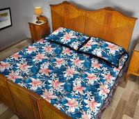 Hawaii Quilt Bed Set Tropical Hibiscus Blue AH - Polynesian Pride
