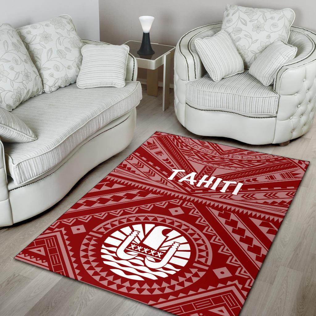 Tahiti Area Rug - Tahiti Seal In Polynesian Tattoo Style (Red) - Polynesian Pride