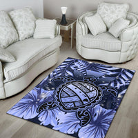Hawaii Turtle Hibiscus Blue Rug - Hac Style - AH - Polynesian Pride