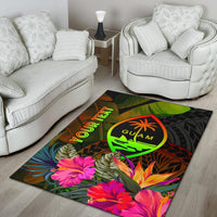Guam Polynesian Personalised Area Rug - Hibiscus and Banana Leaves - Polynesian Pride