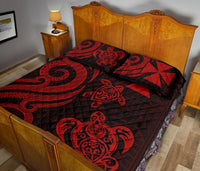 Wallis and Futuna Quilt Bed Set - Red Tentacle Turtle - Polynesian Pride