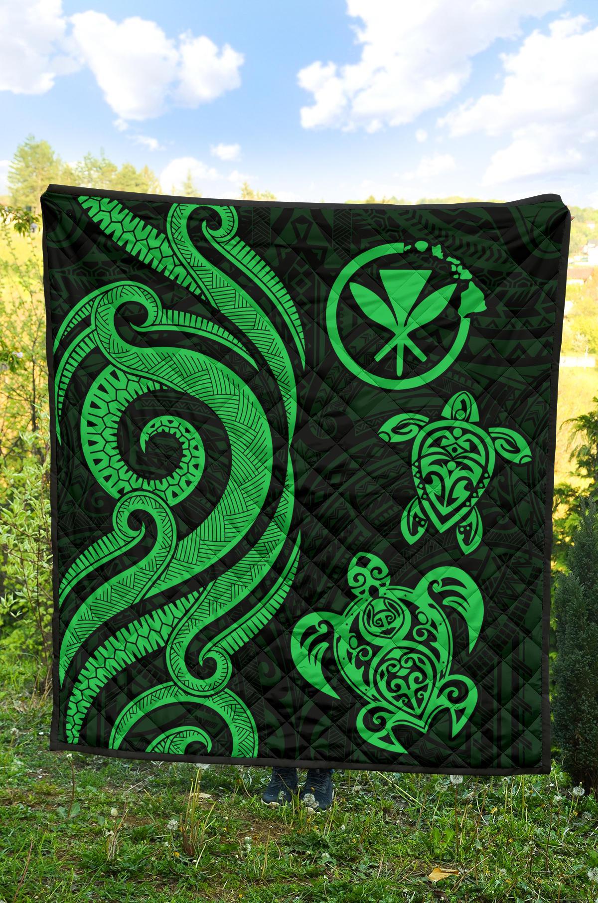 Hawaii Premium Quilt - Green Tentacle Turtle - Polynesian Pride