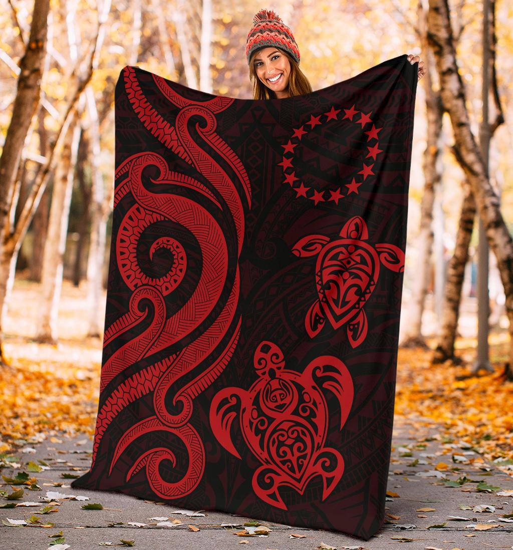 Cook Islands Premium Blanket - Red Tentacle Turtle - Polynesian Pride