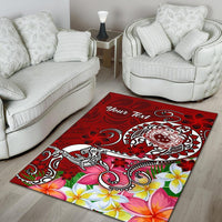 Samoa Custom Personalised Area Rug - Turtle Plumeria (Red) - Polynesian Pride