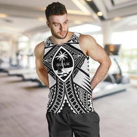 Guam Polynesian Men's Tank Top - Guam White Seal with Polynesian Tattoo Ver 01 - Polynesian Pride