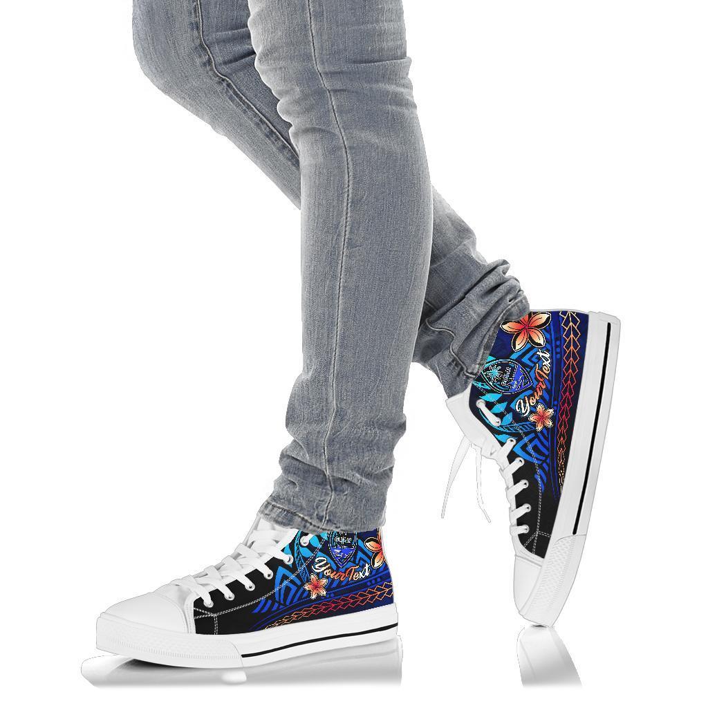 Guam Custom Personalised High Top Shoes Blue - Vintage Tribal Mountain - Polynesian Pride