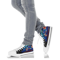 Guam Custom Personalised High Top Shoes Blue - Vintage Tribal Mountain - Polynesian Pride