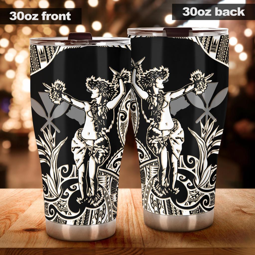 Hawaii Polynesian Tumbler - Hula Girl White One Style 30oz X-Large White - Polynesian Pride