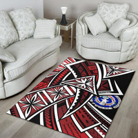 Northern Mariana Islands Area Rug - Tribal Flower Special Pattern Red Color - Polynesian Pride
