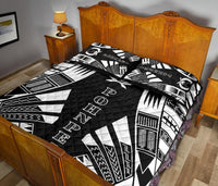 Pohnpei Quilt Bed Set - Phonpei Flag Polynesian White Tattoo Style - Polynesian Pride