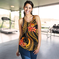 Pohnpei Micronesian Women Racerback Tank - Gold Plumeria - Polynesian Pride