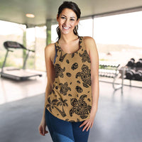Polynesian Turtle Palm And Sea Pebbles Gold Women's Racerback Tank Top - Polynesian Pride