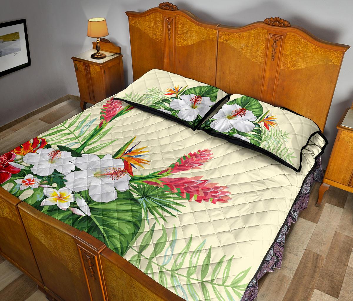 Wonderful Hibiscus Flower Quilt Bed Set - Polynesian Pride