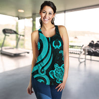 Pohnpei Micronesian Women Racerback Tank - Turquoise Tentacle Turtle - Polynesian Pride