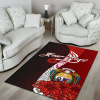 Nauru Polynesian Custom Personalised Area Rug - Coat Of Arm With Hibiscus - Polynesian Pride