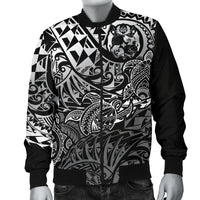 Tonga Polynesian Bomber Jacket (Men) - White Turtle Flowing - Polynesian Pride