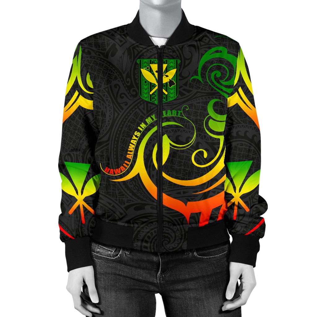 Hawaiian Kanaka Women's Bomber Jacket Hawaii Always In My Heart AH - Polynesian Pride