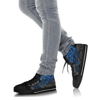 Tonga Polynesian High Top Shoes - Blue Turtle Flowing - Polynesian Pride