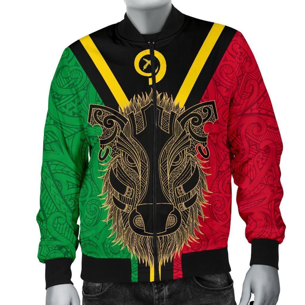 Vanuatu Men's Bomber Jacket Boar - Pig Tusk Black - Polynesian Pride