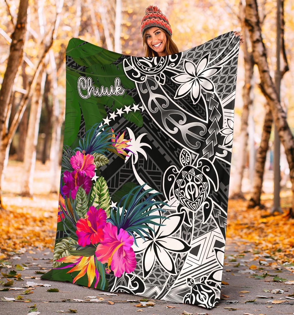 Chuuk Premium Blanket - Turtle Plumeria Banana Leaf - Polynesian Pride