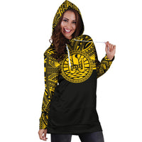 Tahiti Women Hoodie Dress - Tahiti Coat Of Arms Polynesian Gold Black - Polynesian Pride
