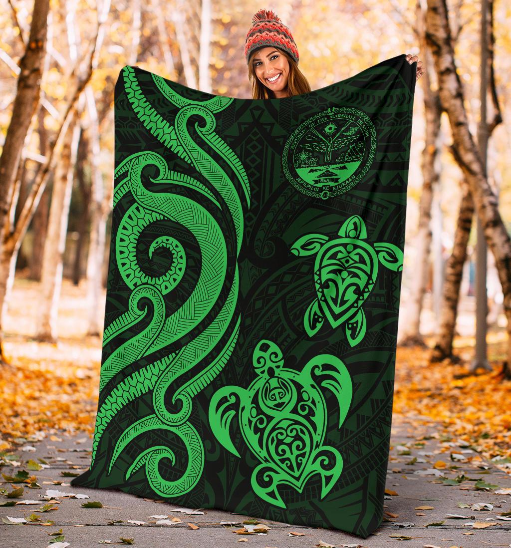 Marshall Islands Premium Blanket - Tentacle Turtle Green - Polynesian Pride