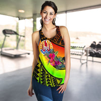 Tahiti Women's Racerback Tank - Polynesian Hook And Hibiscus (Reggae) Art - Polynesian Pride
