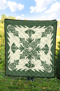 Hawaiian Premium Quilt Pineapple Pattern - Green - Polynesian Pride