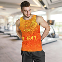 Sun In Leo Zodiac Men Tank Top Polynesian Tattoo Simple - Orange - Polynesian Pride