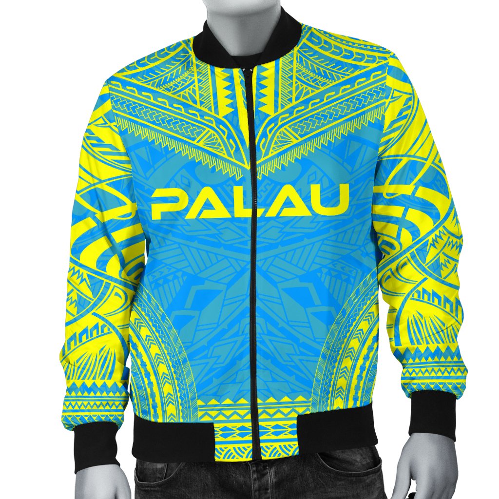 Palau Flag Polynesian Chief Men's Bomber Jacket - Polynesian Pride