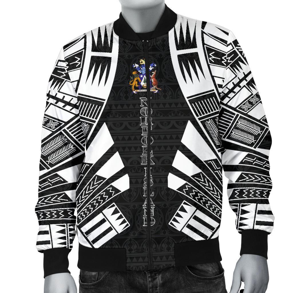 Norfolk Island Men Bomber Jackets - Polynesian Tattoo Black - Polynesian Pride