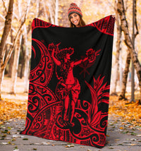 Polynesian Hawaii Premium Blanket - Hula Girl Red - Polynesian Pride