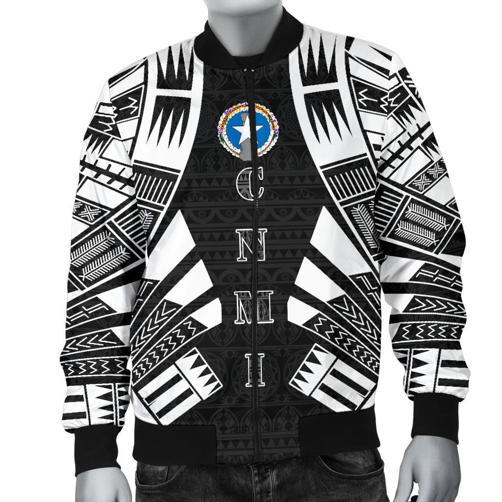 Northern Mariana Islands Men Bomber Jackets - Polynesian Tattoo Black - Polynesian Pride