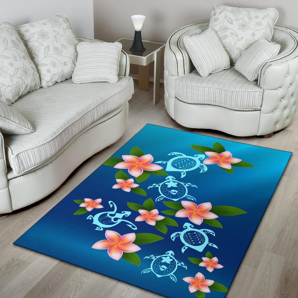 Turtle Polynesian Plumeria Area Rug AH - Polynesian Pride