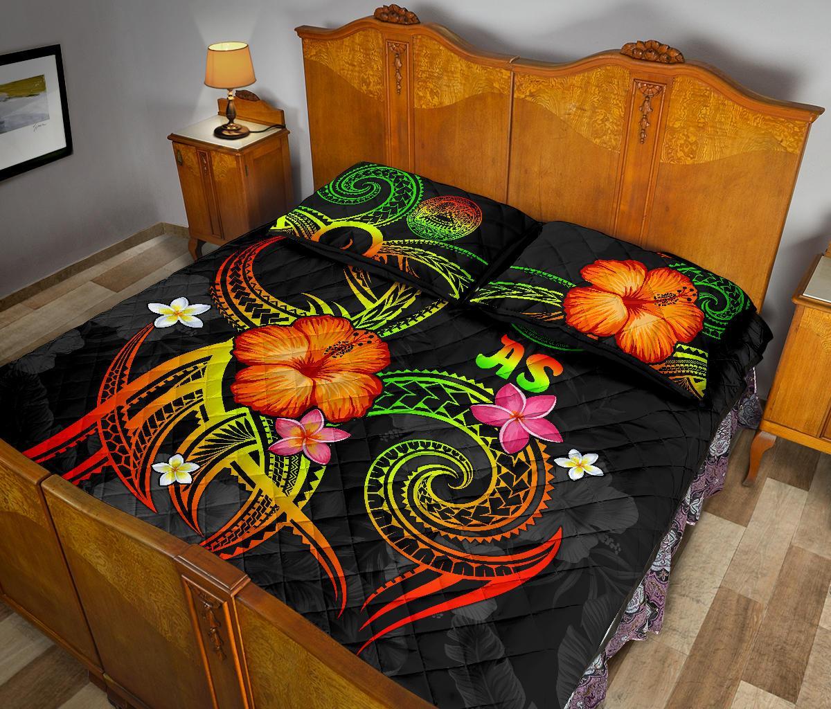 American Samoa Polynesian Quilt Bed Set - Legend of American Samoa (Reggae) - Polynesian Pride