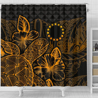 Cook Islands Shower Curtain Turtle Hibiscus Gold - Polynesian Pride