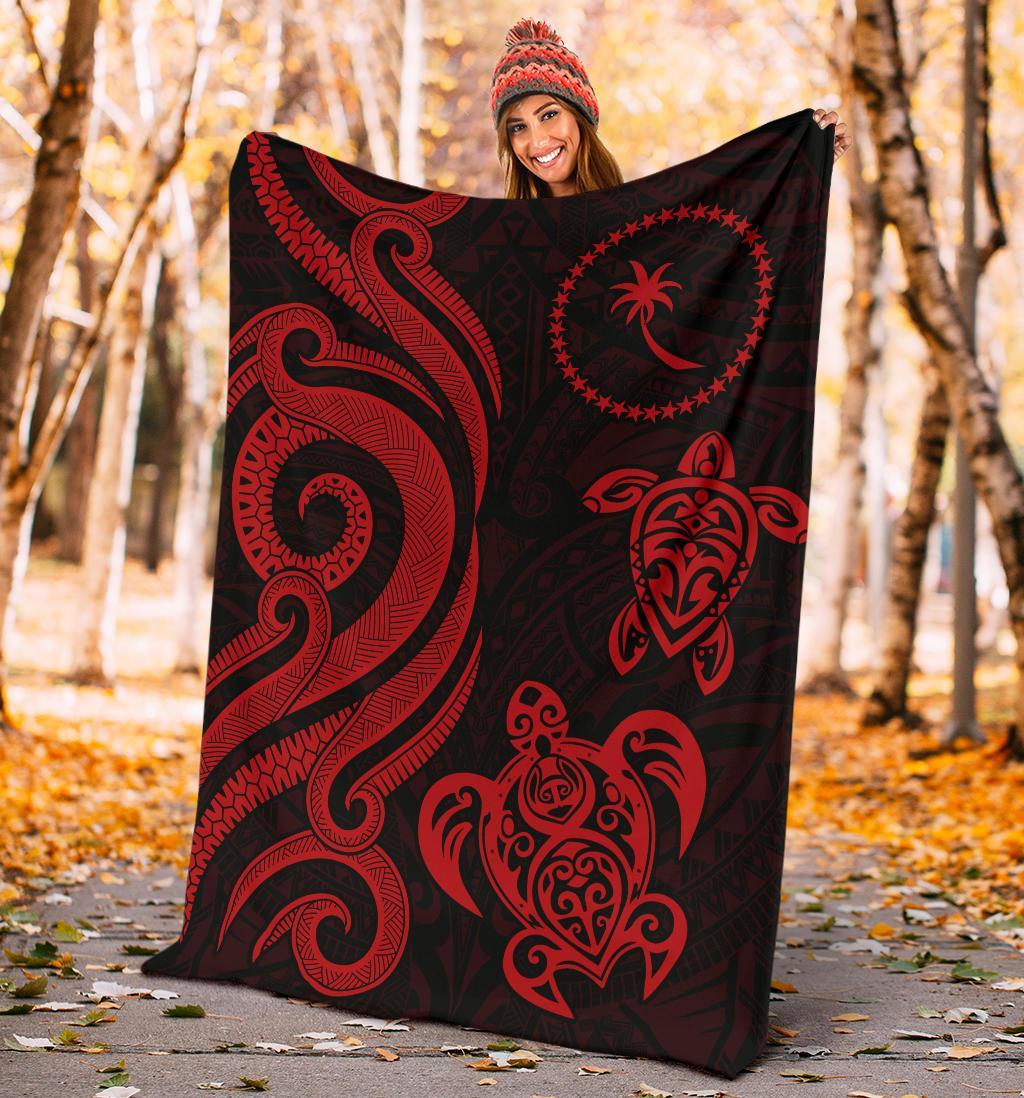 Chuuk Micronesian Premium Blanket - Red Tentacle Turtle - Polynesian Pride