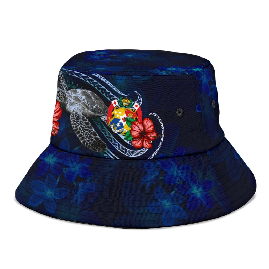 Tonga Polynesian Bucket Hat - Blue Turtle Hibiscus - Polynesian Pride