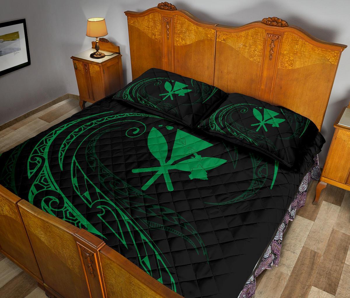 Kanaka Quilt Bed Set - Green - Frida Style - Polynesian Pride