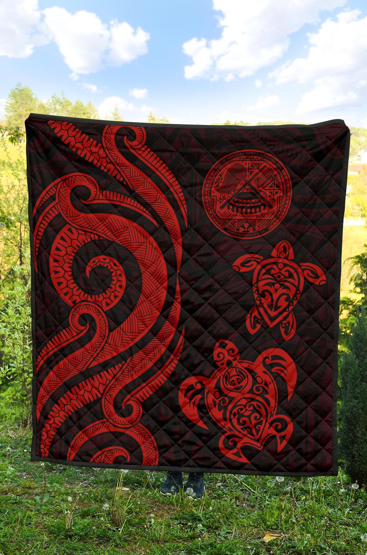 American Samoa Premium Quilt - Red Tentacle Turtle - Polynesian Pride