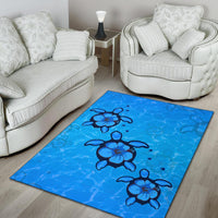 Turtle Hibiscus Swim In Sea Area Rug AH - Polynesian Pride