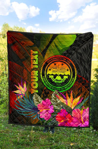 Federated States of Micronesia Polynesian Personalised Quilt - Hibiscus and Banana Leaves - Polynesian Pride