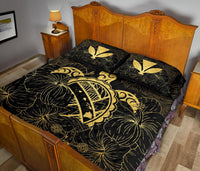 Hawaii Turtle Kanaka Golden Quilt Bed Set - Polynesian Pride
