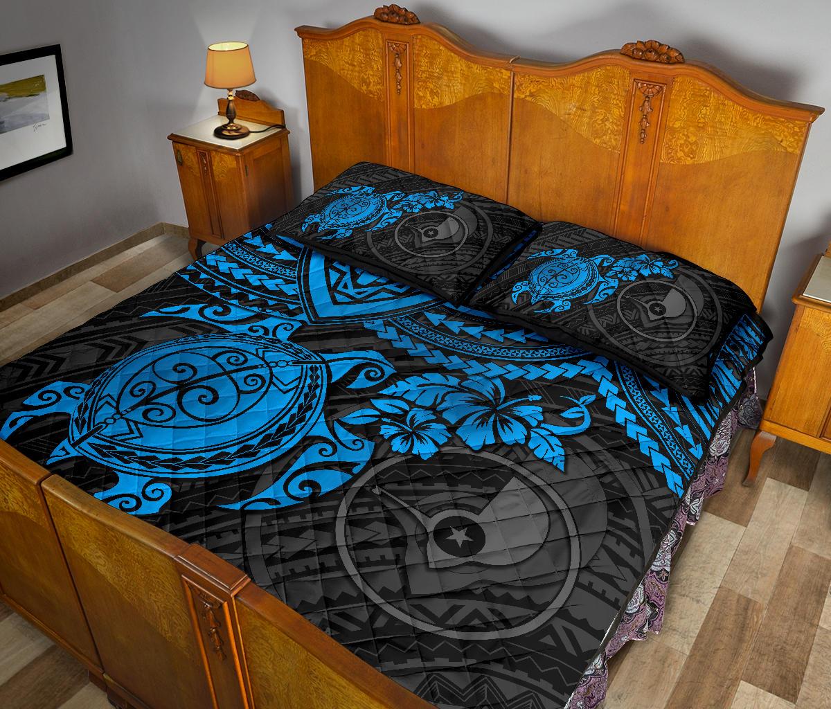 Yap Polynesian Quilt Bed Set - Blue Turtle - Polynesian Pride