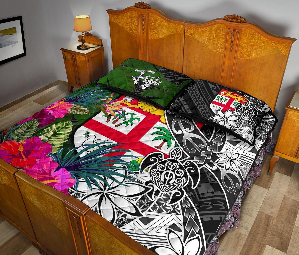 Fiji Quilt Bed Set - Turtle Plumeria Banana Leaf - Polynesian Pride