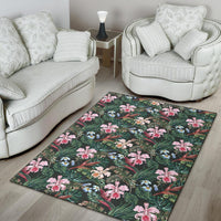 Tropical Monstera Leaf Red Rug - Polynesian Pride