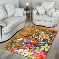 Tahiti Custom Personalised Area Rug - Turtle Plumeria (Gold) - Polynesian Pride
