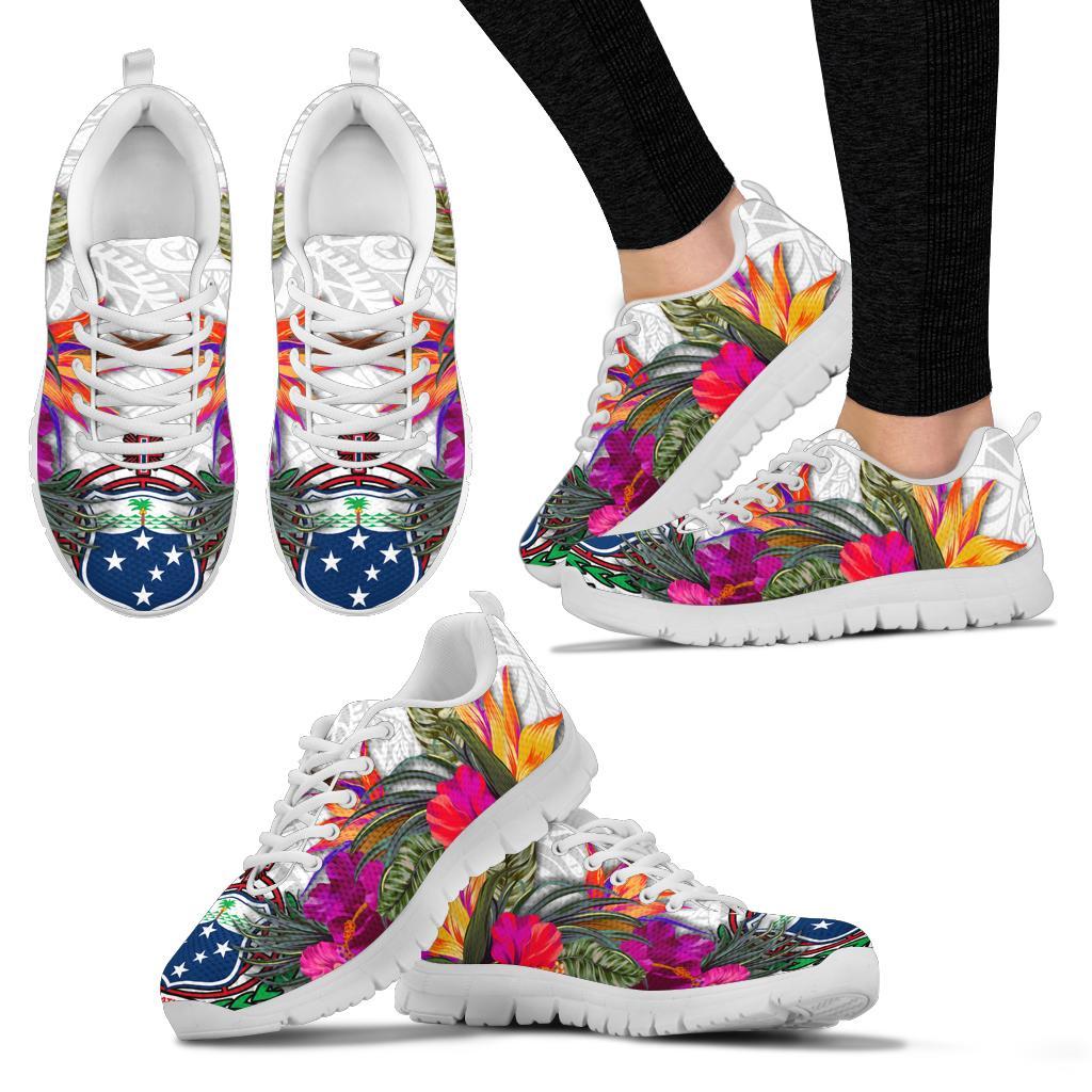 Samoa Sneakers Polynesian Hibiscus White Pattern - Polynesian Pride