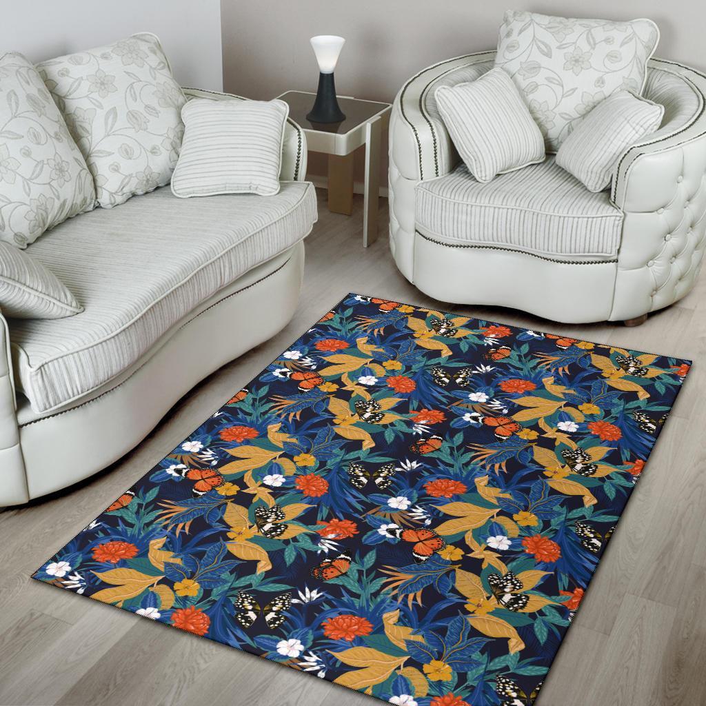 Tropical Buttterfly And Flower Rug - Polynesian Pride