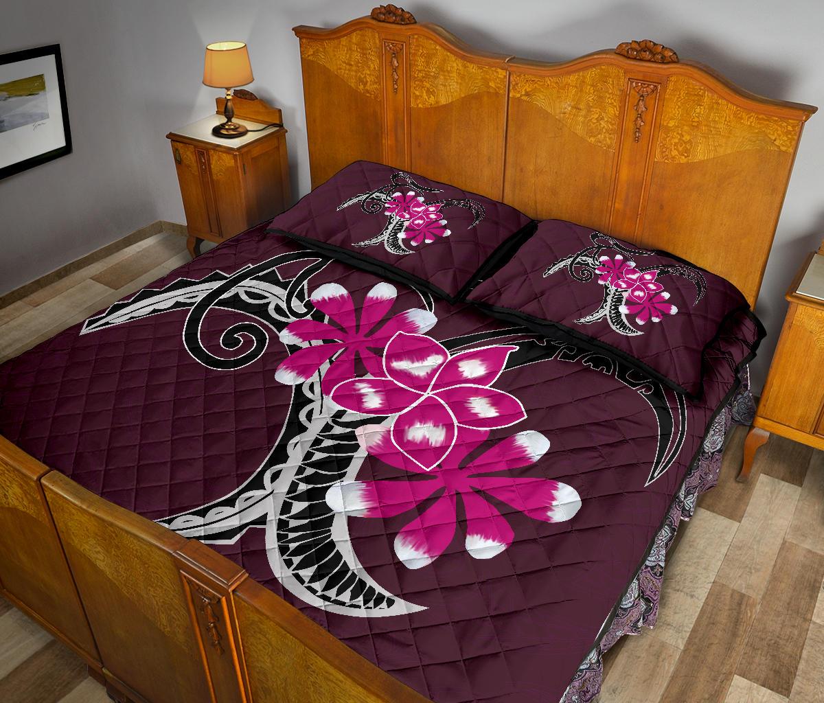 Plumeria Polynesia Pink Quilt Bed Set - Polynesian Pride